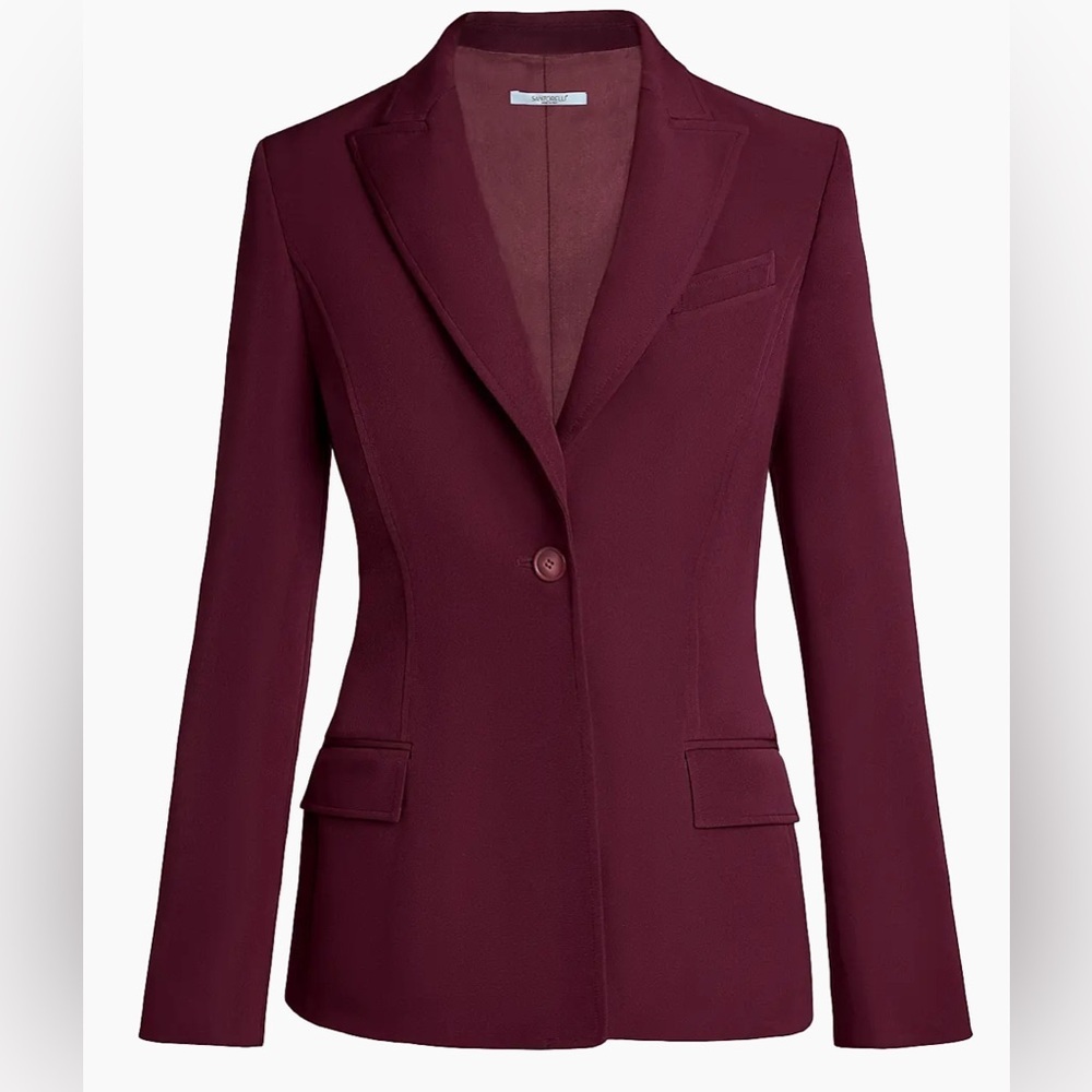 NWT Santorelli Single-Button Peak-Lapel Jacket in Cherry Cola Size 52 US 16
